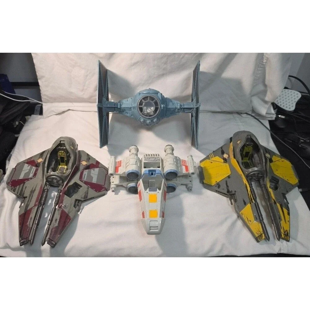 Star Wars Vehicle Lot TIE Fighter Y-Wing Jedi Starfighters Parts Loose Vehicles